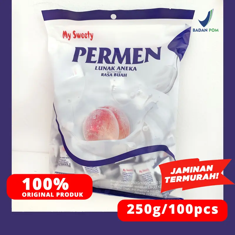 PERMEN SUSU YOGURT & RASA PEACH MYSWEETY 100PCS/250G 0