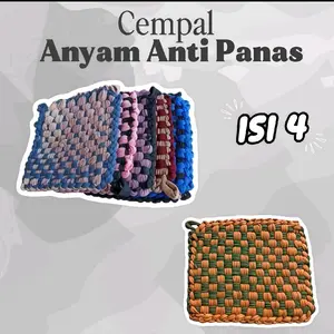 (4Pcs)Cempal Anyam Anti Panas Tatakan Wajan Panas/Lap Cempal Anti Panas Pelindung Tangan Dapur