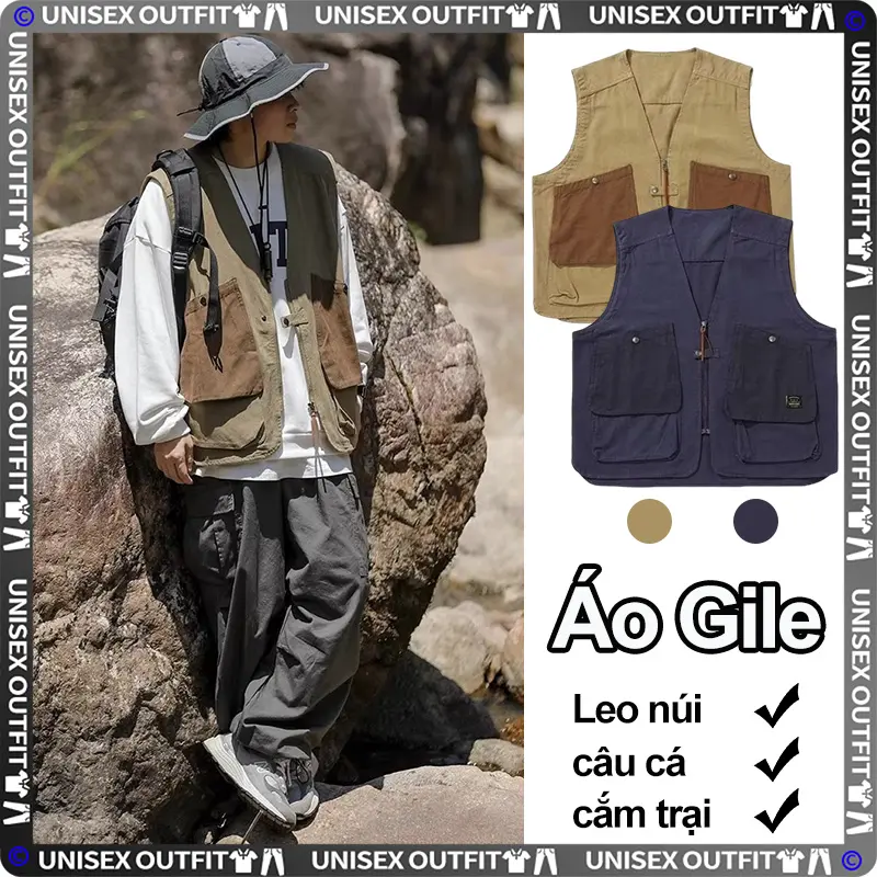 Áo Ghi - Lê (gile) áo khoác ngoài nam nữ, chất poly mỏng nhẹ, mềm mịn, Form Unisex Dành Cho Cả Nam Và Nữ Menswear Cổ Cao