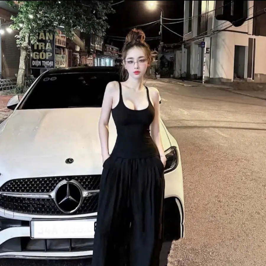 Set bộ ba lỗ, dây mix quần suông bồng bí, 3 màu đen, vàng, ghi | BigBuy360 - bigbuy360.vn