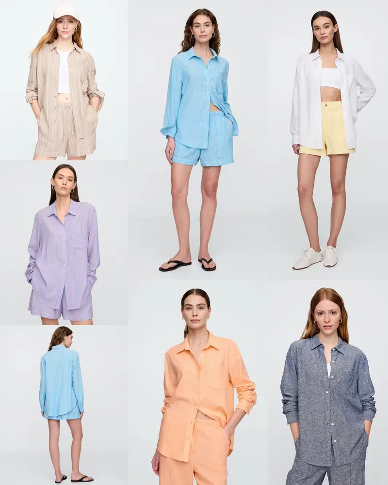 Kemeja Lengan Panjang Wanita Bahan Linen-Blend Adem | Women's Linen-Blend Easy Shirt - 9167