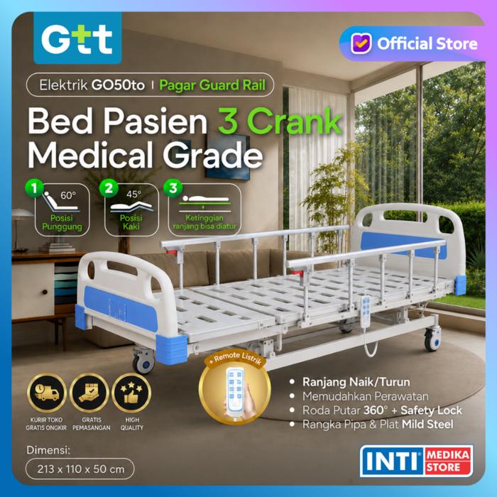 Gambar GTT - Bed Pasien ELEKTRIK 3 Crank Ranjang Tempat Tidur - + Matras dari INTI MEDIKA STORE Kota Bandung 5 Tokopedia