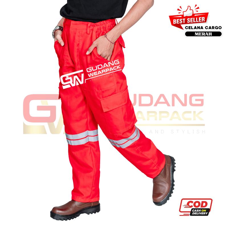 Product Introduction of Celana Kerja Cowok Panjang Formal Model Cargo Warna MERAH (/Wanita ) - Gudang Wearpack tiktok shop 2