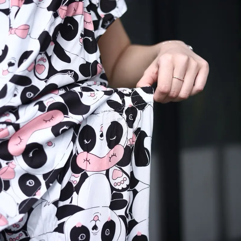 [DasterHitsMalang] One Set Aura Celana Panjang Lengan Rempel Lengan panjang Kancing Katun Rayon Baju Karet Wanita Setelan Pendek Motif Atasan Piyama 3