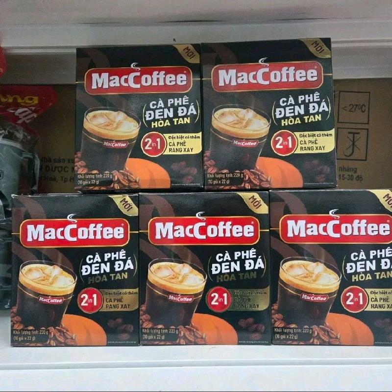 Ưu Đãi Combo5 Hộp Cafe Maccoffee Đen Đá Hộp 10 Gói ×22 Gam .