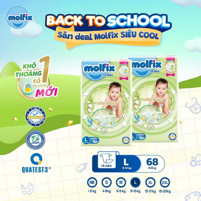 [Tặng thỏ] Tã dán Combo 2 Thiên Nhiên Molfix (Super Jumbo) (Không mix size) [Bao bì thay đổi theo từng đợt nhập hàng]