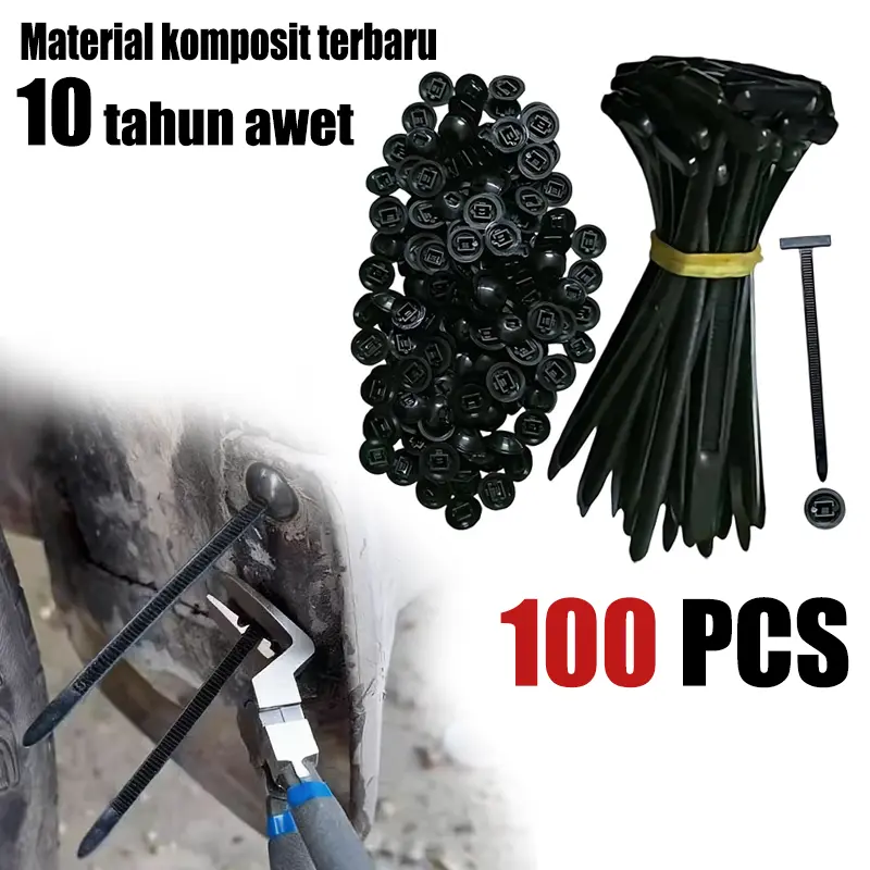 【100 PCS】Pengikat Kabel Multiguna untuk Mobil dan Motor Termasuk Baut Plastik Klip Kabel Tie dan Kunci Plastik Tipe Pasak untuk Pengkabelan Body Kendaraan