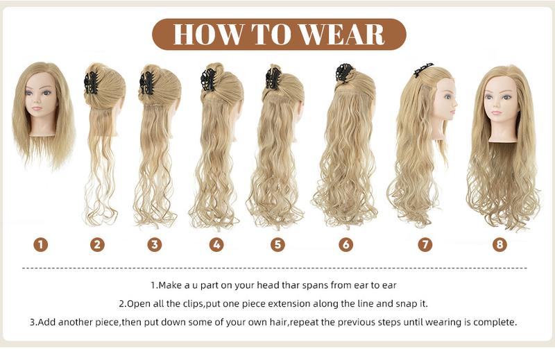 Product Introduction of European and American Fashion 16 Card 7-Piece Set Wig Set Women's Long Curly Hair High Temperature Matte Silk Hair Extension Cross-Border Foreign Trade 4