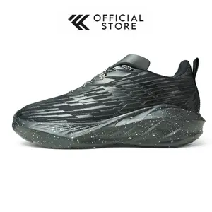IKAROS R1 2X Black - Sepatu Lari Pria & Unisex dengan Teknologi Double Mesh Breathable & Pylon Midsole untuk Performa Optimal dan Gaya Modern