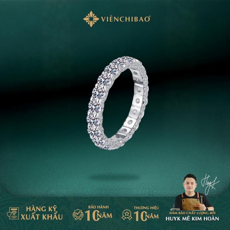  HuyK Viễn Chí Bảo Nhẫn tàng hình bạc ý S925 đính full moiss - NM101 