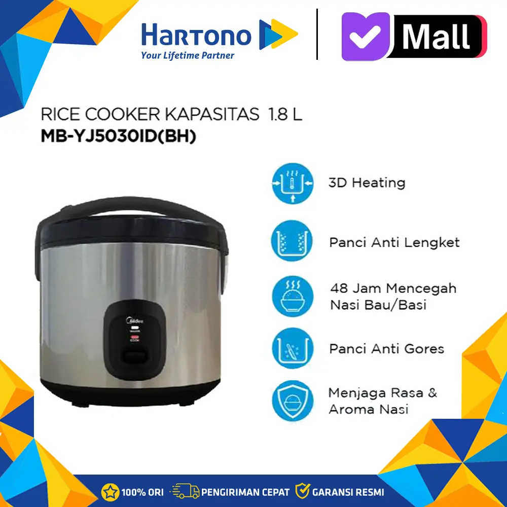 Midea Penanak Nasi Rice Cooker MB-YJ5030ID Series Silver MB-YJ5030ID(BH)