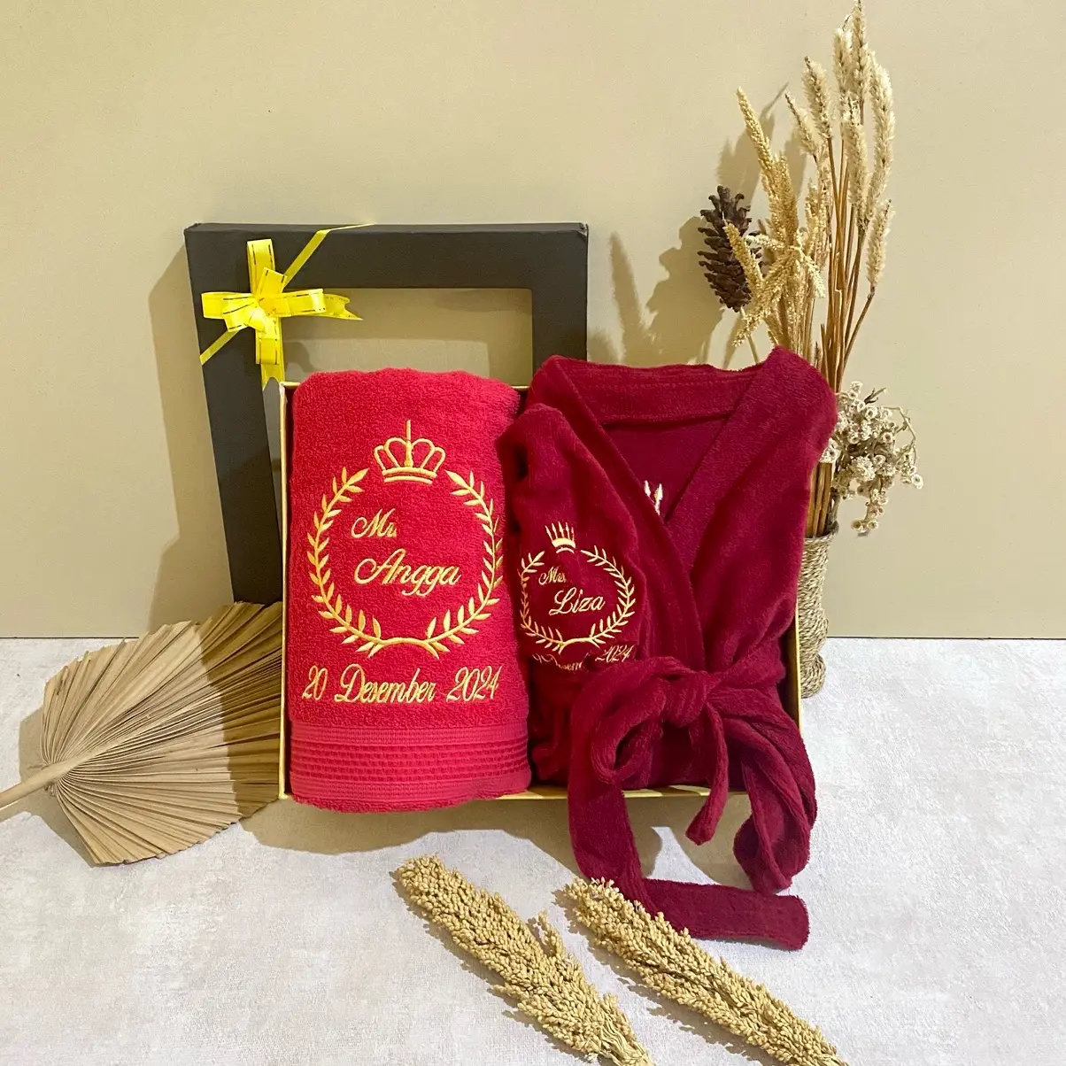 Paket Handuk Kimono Dewasa Anjoly 135x70cm dengan Bordir Nama Gratis Kado