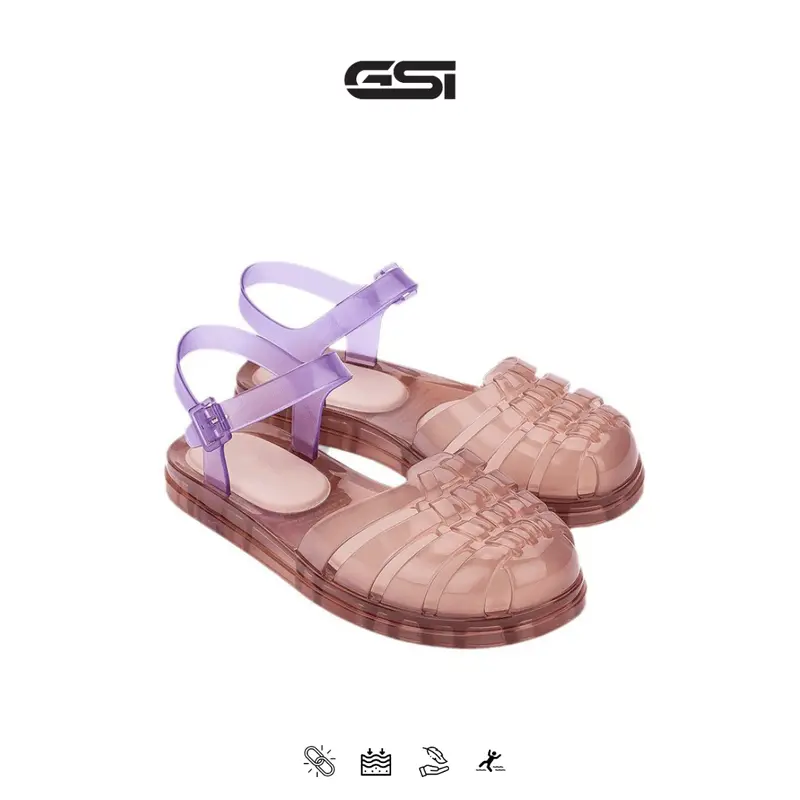 【GSI Shoes】Sandal Wanita Sandal Slop Flat Jelly Transparan Tali Belakang Fashion Wanita Empuk Ringan dan Nyaman Sendal Karet 4