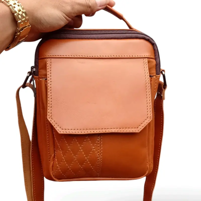 TAS SELEMPANG PRIA SIZE S BISA CUSTOM NAMA 100% KULIT SAPI ASLI 2