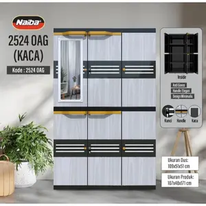 LEMARI PLASTIK NAIBA MEGA MSC 4 SUSUN - 3 PINTU MEGA FIT GANTUNG/FULL RAK