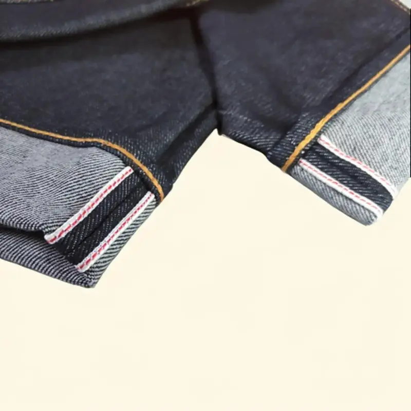 Jeans Denim Selvedge Accent 150z Original Handmade Hamster Fit Pria Slim Retro Hitam 3