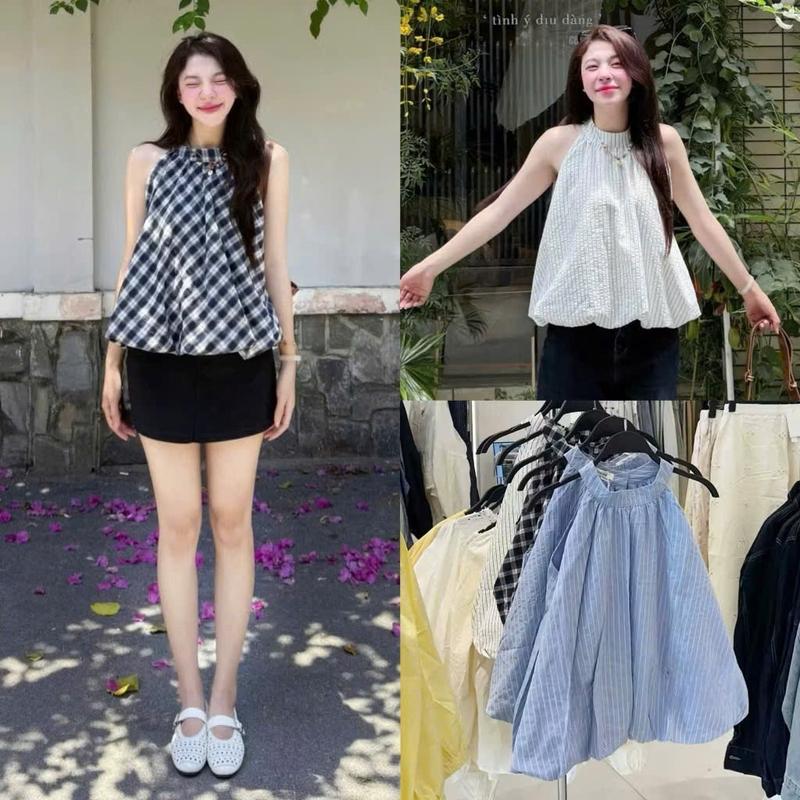 Áo bí cổ yếm NỮ dáng trứng phồng freesize TOP - Aobi760 - 247store