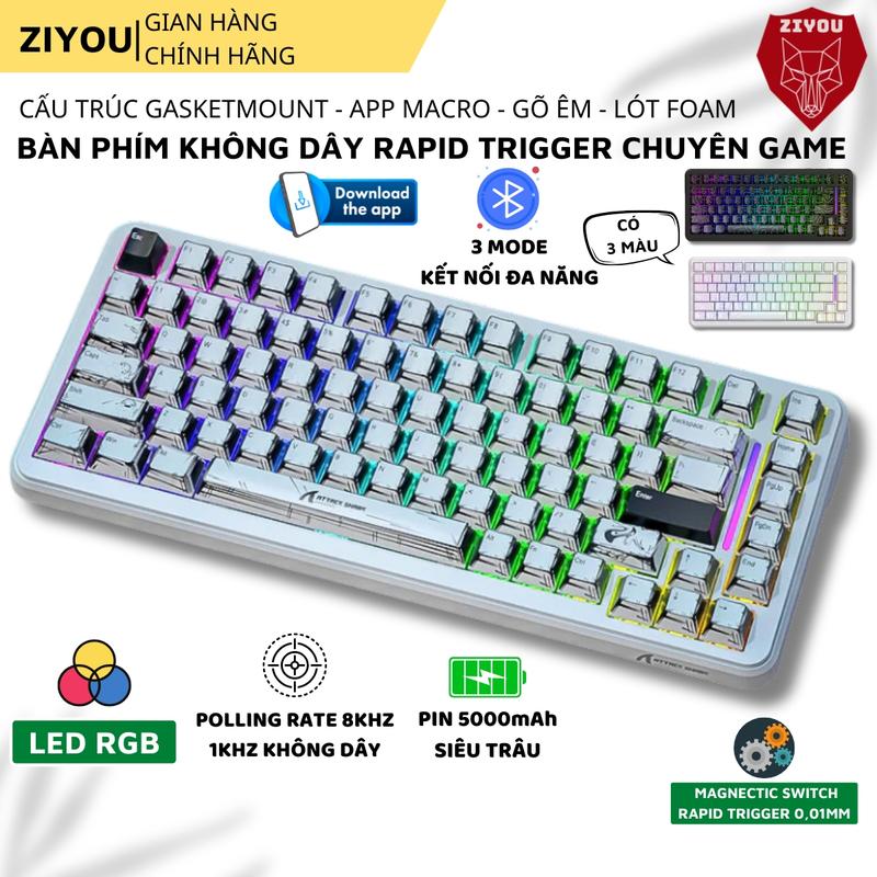 Bàn Phím Gaming Không Dây Ziyou Attack Shark X82 Pro HE -Switch Từ Tính Hall Effect, Rapid Trigger, Layout 75%, 3 Mode Kết Nối Mọi Thiết Bị