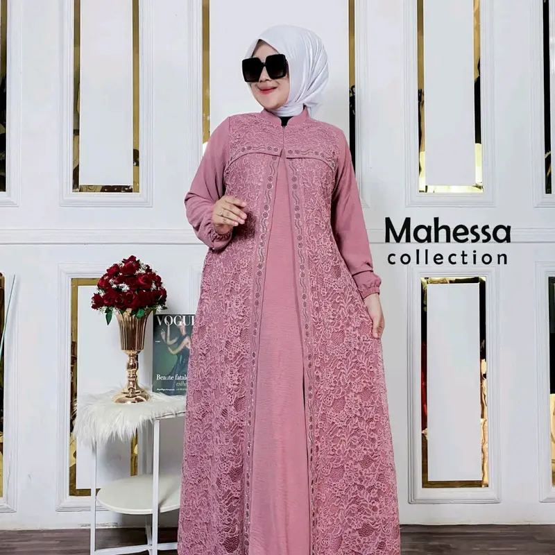 Jamia Gamis Sabyan Brukat Tulang Crinkle Airflow Premium Dress Cringkel Brokat Mewah Kondangan Swarovsky 5
