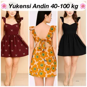 YUKENSI ANDIN TALI BELAKANG RUFFLE Mini Dress MANIS RAYON ADEM Nyaman Pendek Rayon Halus Premium