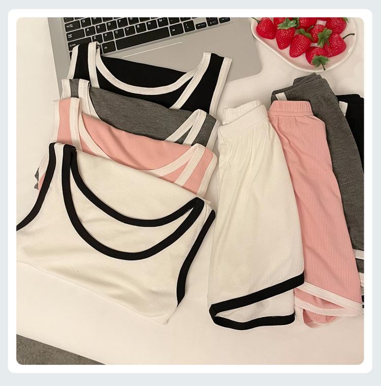 Bộ Đồ Ngủ Mùa Hè, Dành Cho Nữ, Hai Mảnh, Chất Liệu Cotton Vải Modal, Thiết Kế Đơn Giản, Màu Đen, Kiểu Áo Vest Thể Thao Và Đồ Mặc Ở Nhà, Hàng Mới Về Năm 2024 Women do  boxinh xinh❤️ sleep  home wear 2