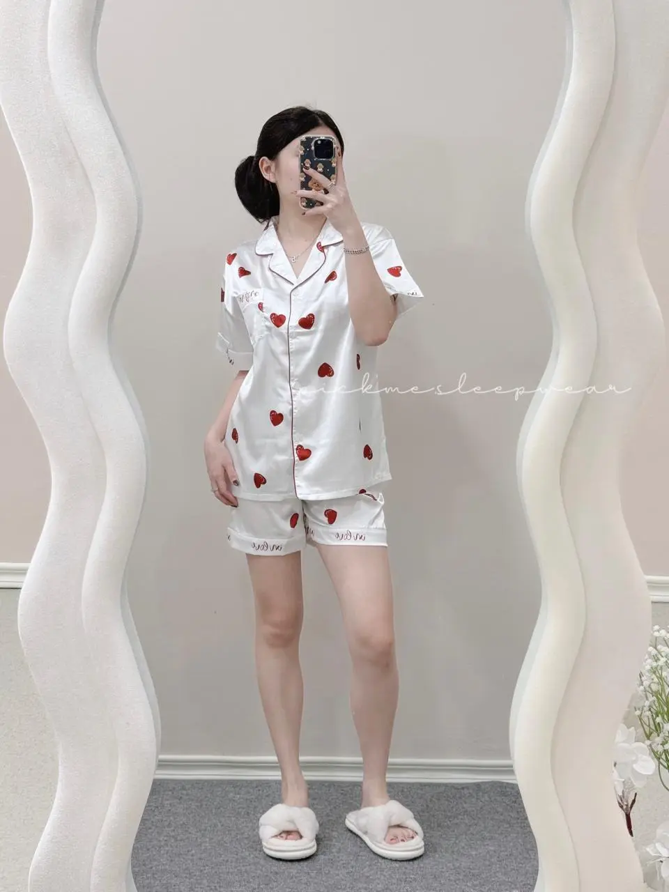[PickMe] #A24  Baju tidur lengan pendek stelan oneset wanita baju tidur satin lengan pendek