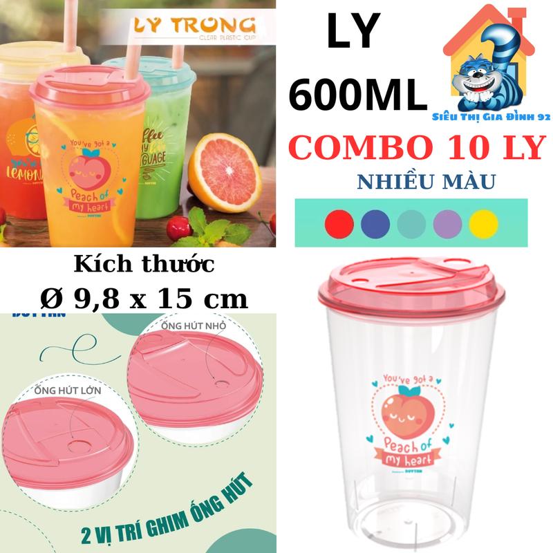 Combo 10 Cái Ly trong Nhựa Duy Tân dung tích 600ml Nhiều Sắc Màu Ly Uống Nước Nhựa
