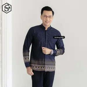 Kemeja Batik Motif Athar Hitam Pekat Slimfit Lapis Furring Erro Katun Modern Premium Pria Panjang Baju Casual Formal Hem Lebaran