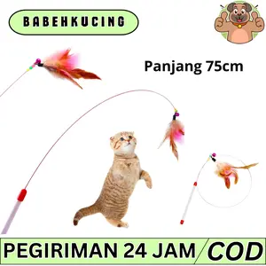 babepetshop COD Mainan Bulu Tongkat Lentur Bisa Di Lepas Pasang Untuk Kucing Anjing Dengan Suction Cup/Cat Teaser Stick - Mainan Kucing Stick Teaser Mainan Kucing "TONGKAT PANCING" Cat Toys