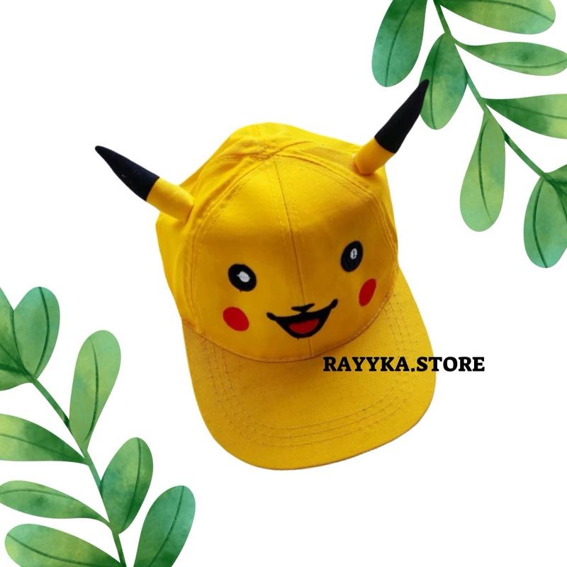 Baju Pikachu anak laki laki setelan pokemon anak cewek ada topi untuk umur 1-10 Tahun laki-laki Perempuan Katun Parsel 4