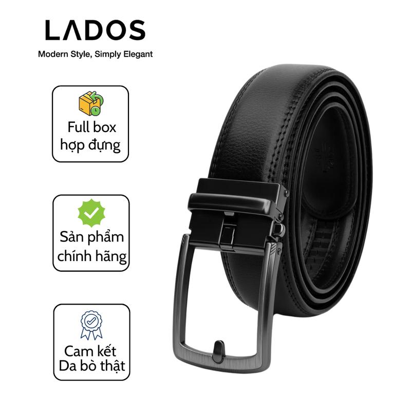 Thắt lưng nam cao cấp da bò thật LADOS-3102 dây nịt 2 lớp khóa ẩn, sang trọg lịch sự fullbox