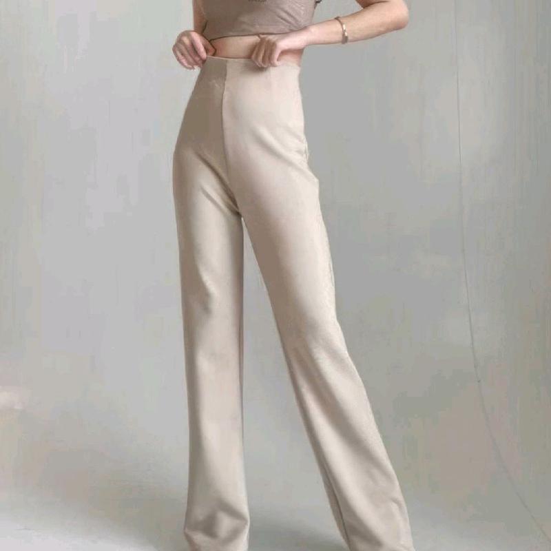 Celana Fit And Flare Pants Cutbray Scuba Pinggang Haighwaist Bahan Stretch Melar Elastis Kulot Cutbray Panjang 2