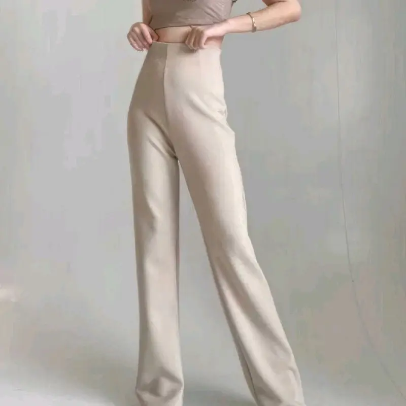 Celana Fit And Flare Pants Cutbray Scuba Pinggang Haighwaist Bahan Stretch Melar Elastis Kulot Cutbray Panjang 2