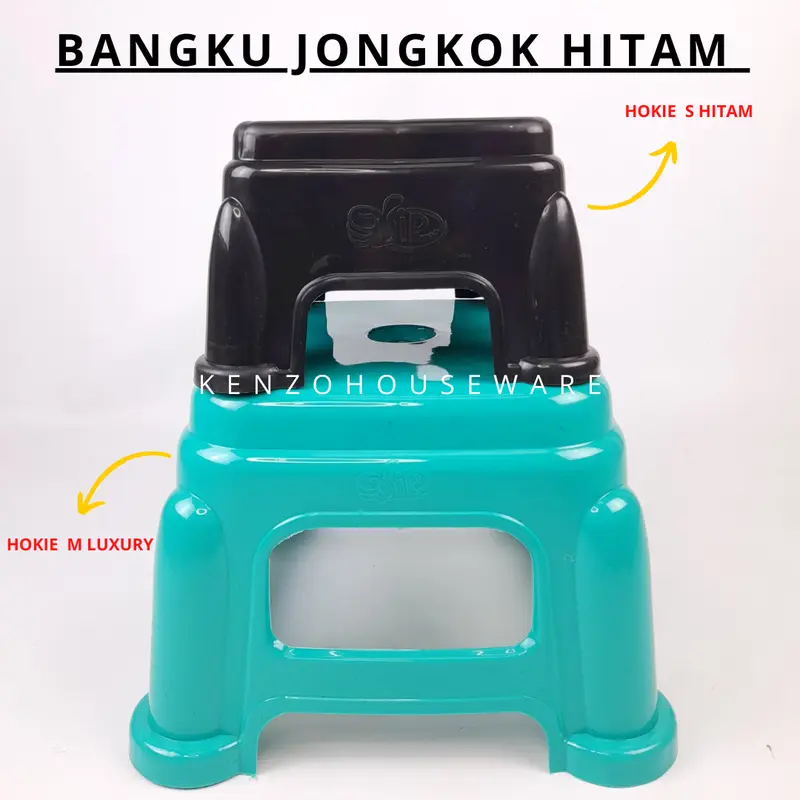 Bangku Tempat Duduk kursi Jongkok Kotak Pendek Plastik Hitam Murah Furniture 2