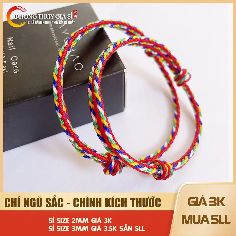 Vòng tay chỉ ngũ sắc 2025 bình an tự điều chỉnh kích thước - MH2025