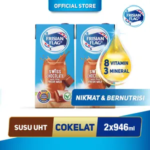 Frisian Flag Purefarm Susu UHT Swiss Chocolate 946ml [2 Pcs]