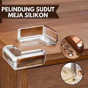 Pelindung Sudut Meja Transparan Silikon, Pengaman Siku Meja, Table Corner Guard