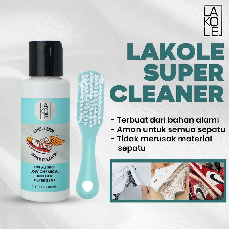Lakole Sabun Cuci Sepatu Premium Super Cleaner - Cairan Pembersih Sepatu Kotor, Aman Untuk Semua Jenis Sepatu Free sikat 1