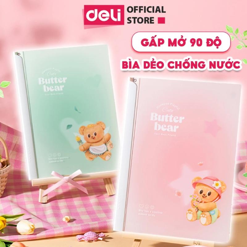  File Rút Gáy File Đựng Tài Liệu Bìa Kẹp Tài Liệu Gấu Bơ ButterBear x Deli Bìa Màu Pastel Tiện Lợi Cho Học Sinh 