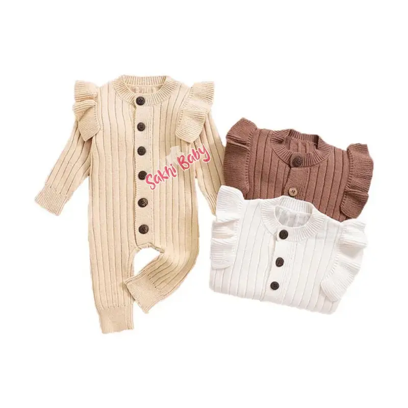 Sakhi Baby Baju Bayi Perempuan 0 6 12 Bulan lucu Jumper Jumsuit Rajut Anak Baru Lahir Newborn Lengan Panjang Katun Cewek budget  bajubayi 1