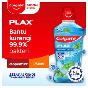 Colgate Obat Kumur Plax Peppermint 750ml Menyegarkan Nafas, Melawan Bakteri Mulut, Menjaga Kesehatan Gusi, Mencegah Gigi Berlubang, Perlindungan Mulut, Perawatan Mulut, Bebas Alkohol