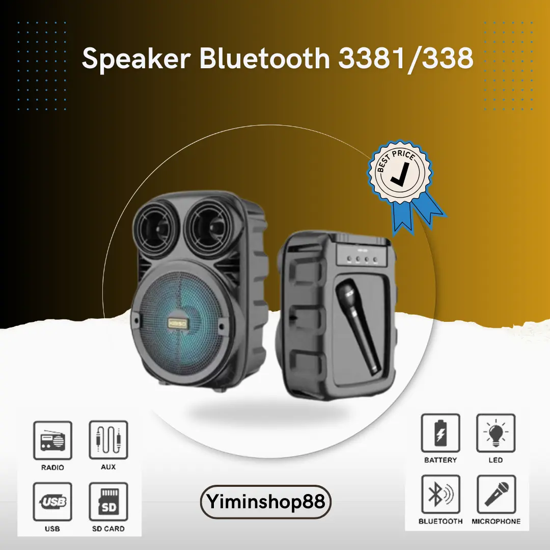COD Speaker Bluetooth 3381/338 6,5Inci Bonus Mic / salon aktif portable radio fm / speaker BT speaker  bluetooth ampli Led Wireless mick  araoke speaker  bluetooth
