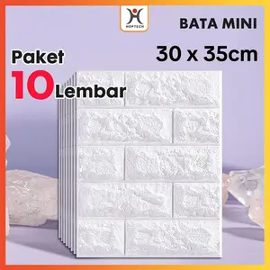 PAKET 10 PCS !!  Wallpaper Dinding Mini 3D Foam Motif Batu Bata 30 x 35 CM
