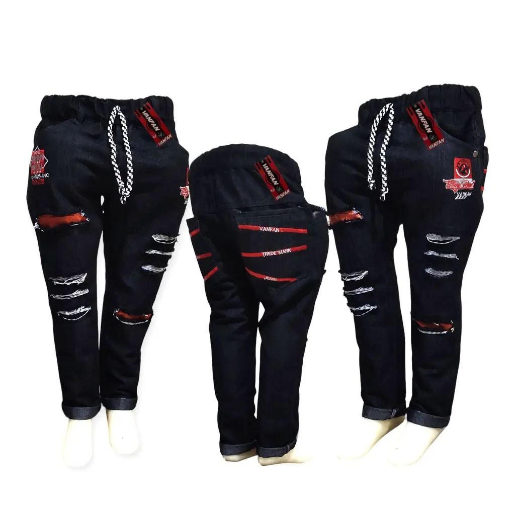 celana panjang jeans sobek hitam br snow anak laki laki 2 s/d 15 TAHUN terbaru zur@h