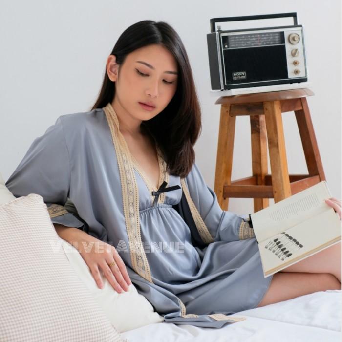 H✉75 Kimono Lingerie 863 Baju Tidur Premium Silk Wanita Sleepwear Seserahan U♫1J 0