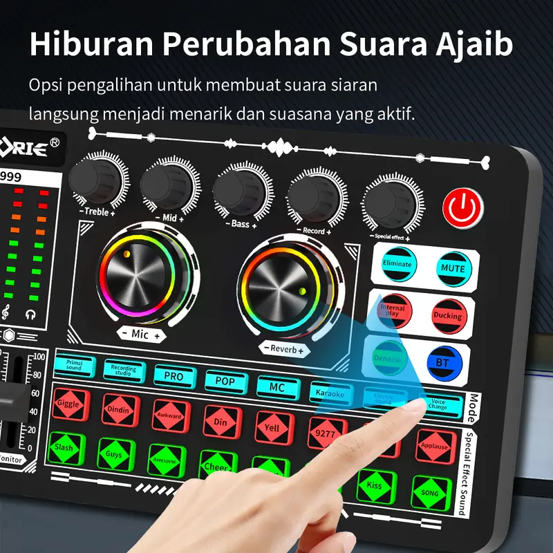 Gonew Soundcard F999 Mixer Bluetooth Audio USB External Sound Card Live Teater Karaoke kartu suara mic 7