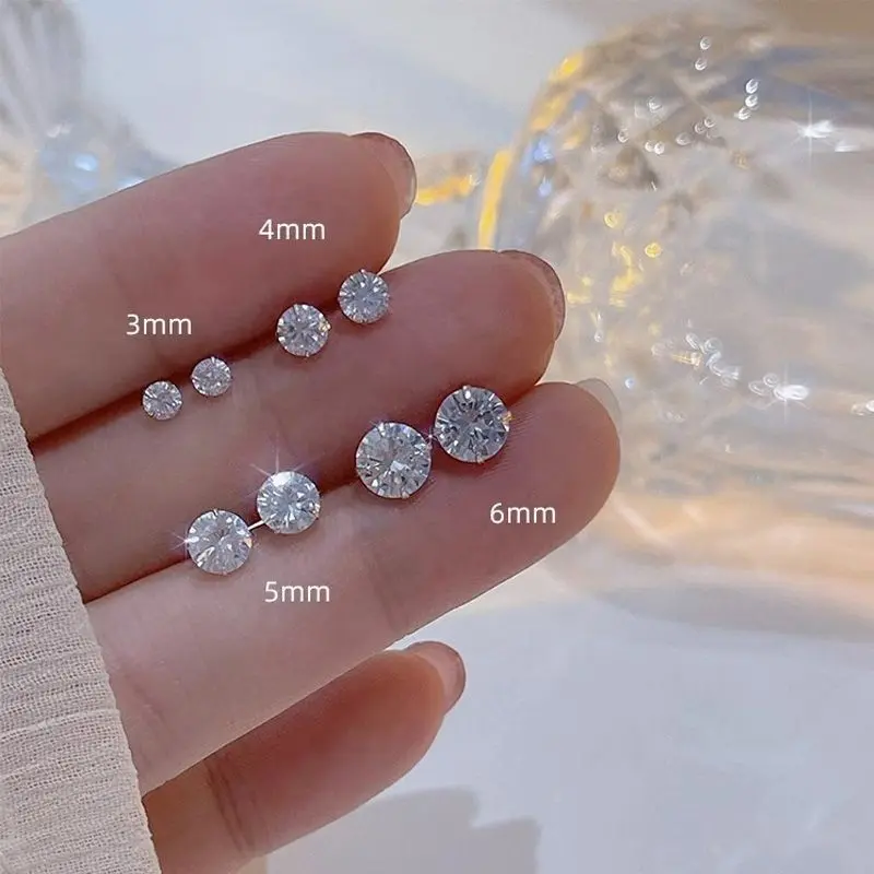 Hoa Tai Zircon, ALCADEN, Thời Trang, Lớp 5A, Dành Cho Phụ Nữ, Dễ Thương Và Nhỏ, Pha Lê Trong Suốt CZ Bông Tai Đinh tán Quà Tặng Trang Sức Cho Bé Gái Và Thanh Thiếu Niên