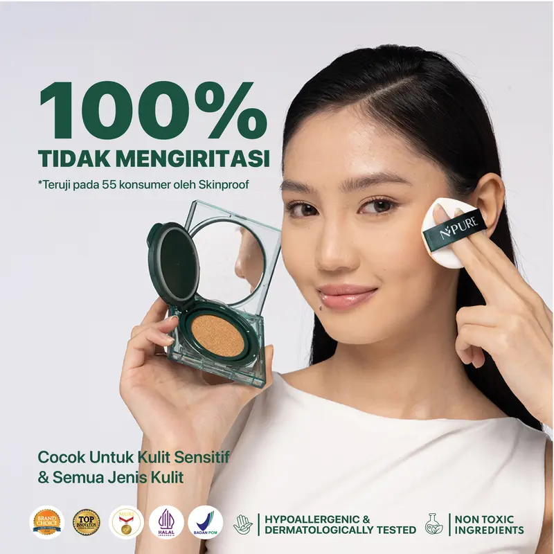 【Cushion】NPURE Centella Asiatica Flawless Matte Power Cushion / Cushion Kulit Jerawat / Skincare Infused /  Hypoallergenic / Dermatologically / Non-Acnegenic / Foundation Wajah / Concealer Berjerawat / Long Lasting 5