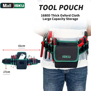 ISKU Tas Pinggang Perkakas 7 Slot Pockets 1680D Oxford Cloth Alat Bengkel Kunci & Bangunan Bahan Tahan Lama Tali Pinggang Adjustable