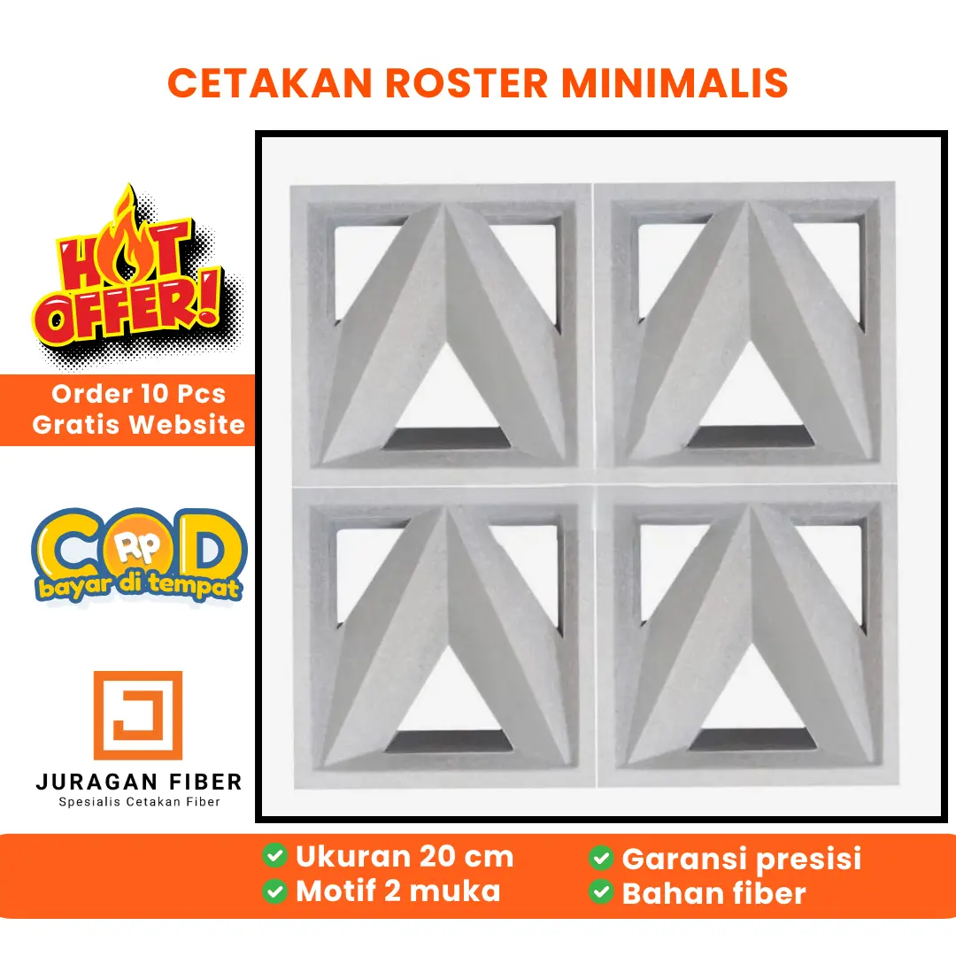 Cetakan roster pagar model minimalis dari bahan fiber
